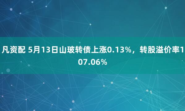 凡资配 5月13日山玻转债上涨0.13%，转股溢价率107.06%