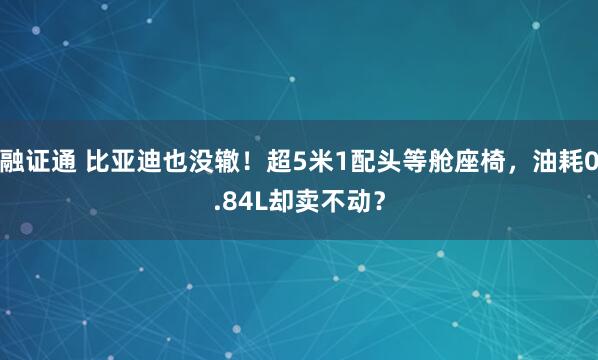 融证通 比亚迪也没辙！超5米1配头等舱座椅，油耗0.84L却卖不动？